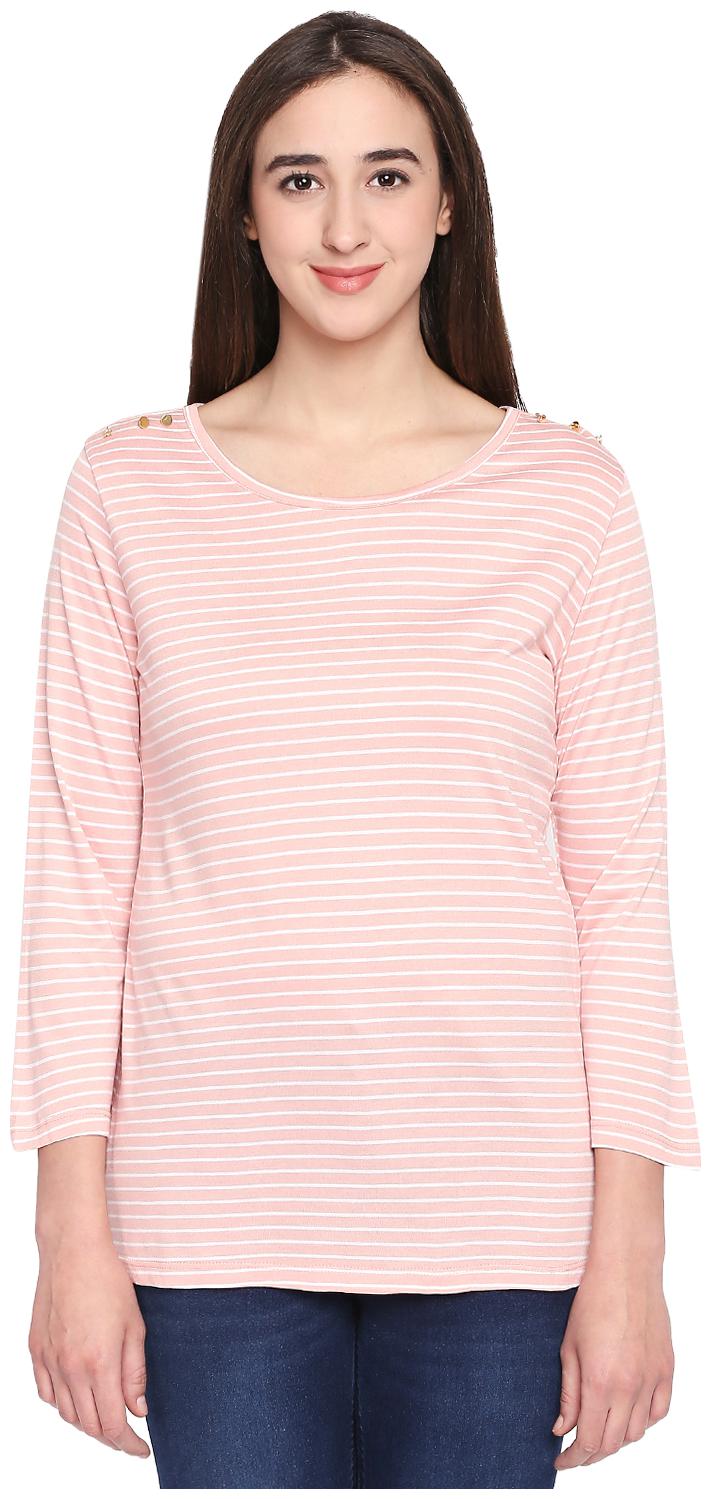 

Annabelle By Pantaloons Women Striped Regular top - Pink