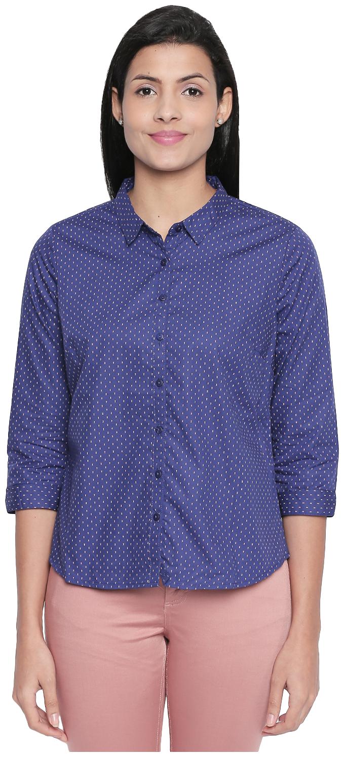 

Annabelle By Pantaloons Women Blue Printed Regular Fit Shirt