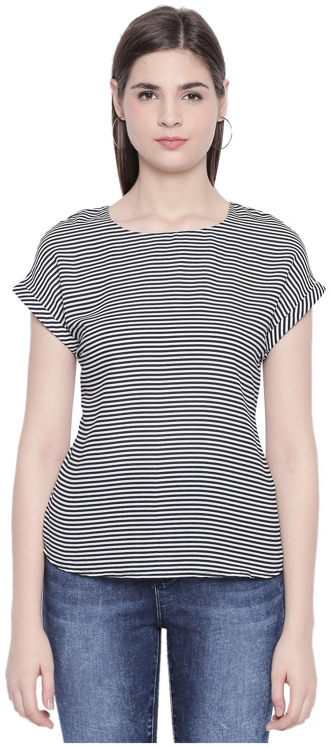 

Annabelle By Pantaloons Women Striped Regular top - Black