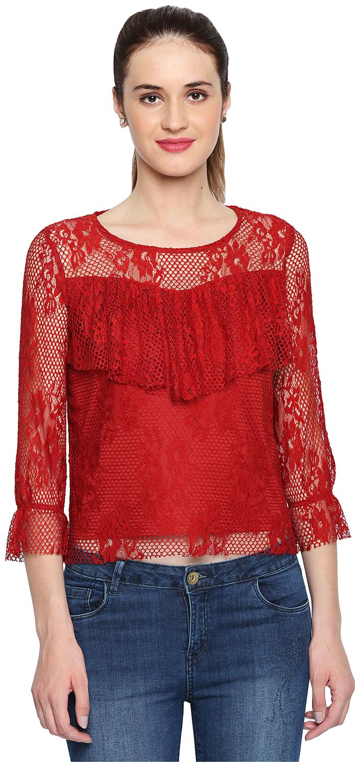 

Annabelle By Pantaloons Women Self design Regular top - Red