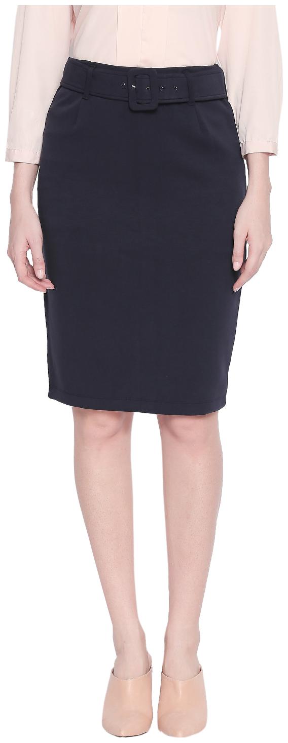 

Annabelle By Pantaloons Solid Straight skirt Midi Skirt - Blue