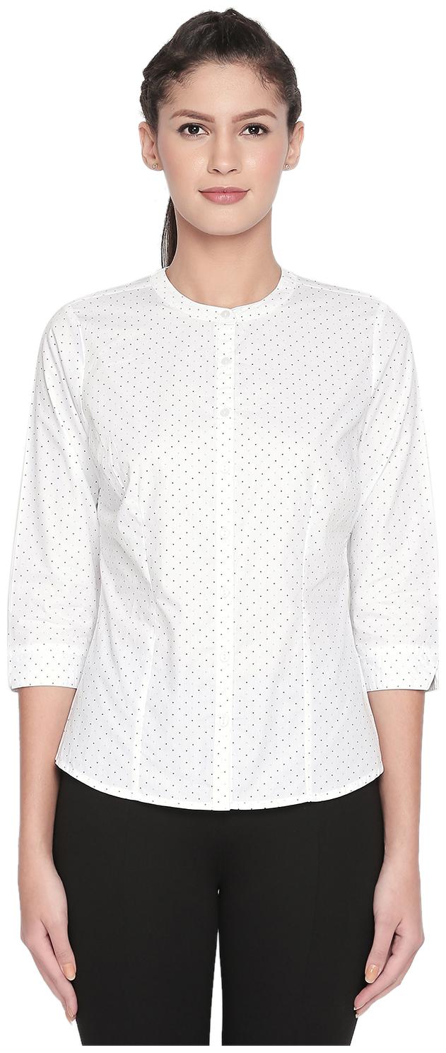 

Annabelle By Pantaloons Women White Polka Dots Regular Fit Shirt