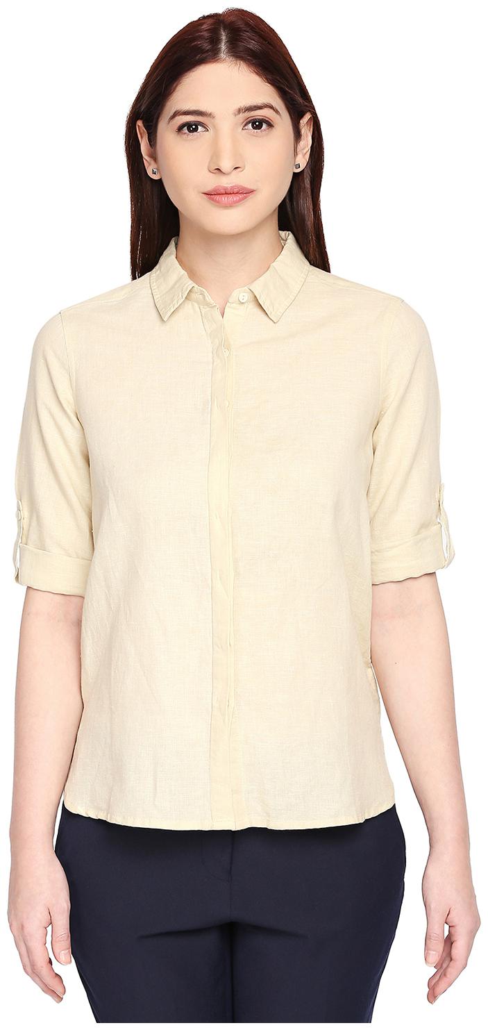 

Annabelle By Pantaloons Women Beige Solid Regular Fit Shirt