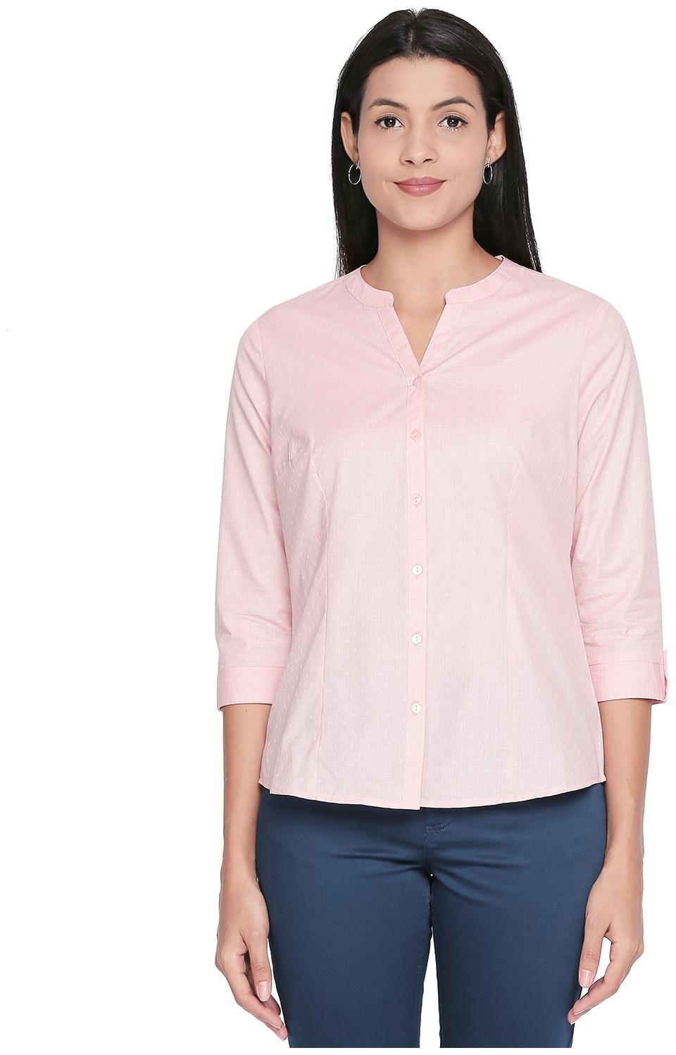 

Annabelle By Pantaloons Women Pink Self Design Regular Fit Shirt
