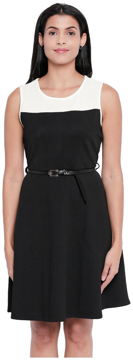 

Annabelle By Pantaloons Black Self design A-line dress