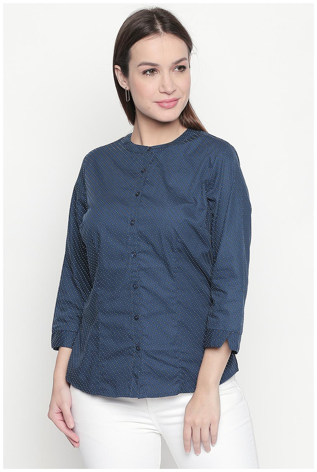 

Annabelle By Pantaloons Women Blue Printed Regular Fit Shirt