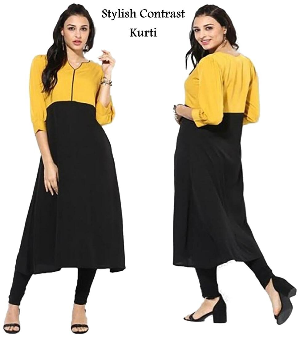 

Chrome Coral Women Yellow Printed Straight Kurta