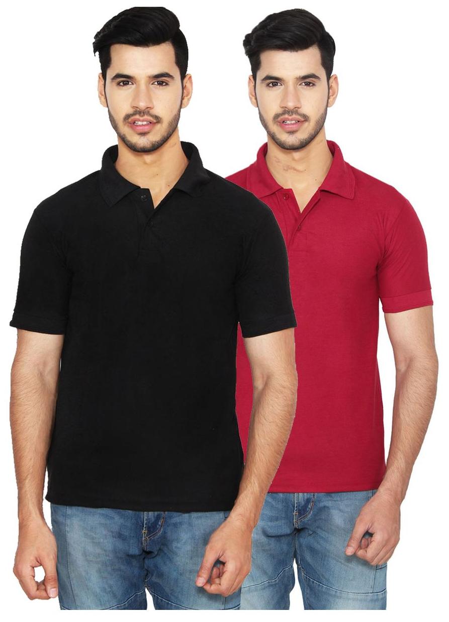 

Ansh Fashion Wear Men Black Loose fit Cotton Polo collar T-Shirt - Pack Of 2