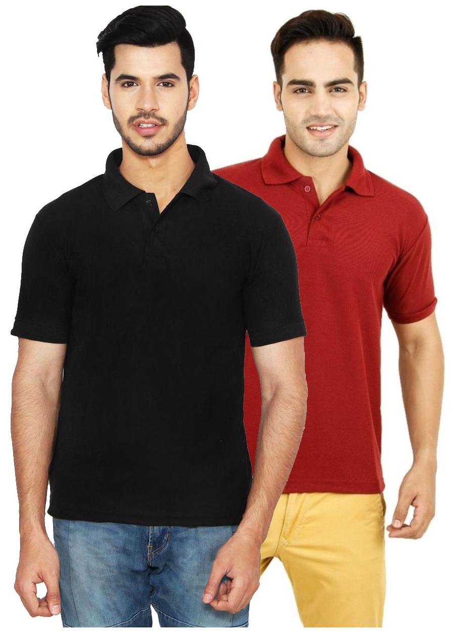 

Ansh Fashion Wear Men Black Loose fit Cotton Polo collar T-Shirt - Pack Of 2