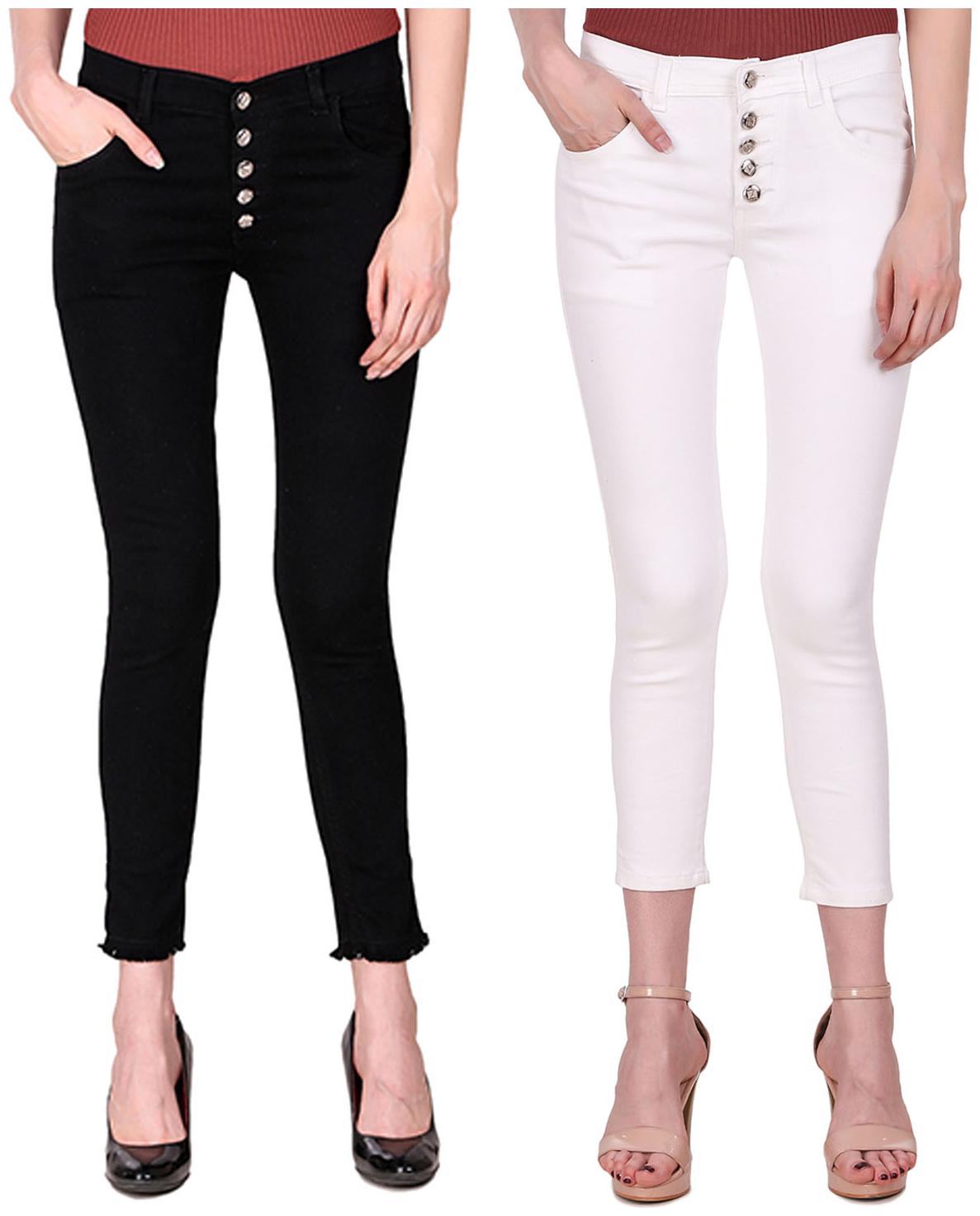 

Ansh Fashion Wear Women Black White Straight fit Jeans
