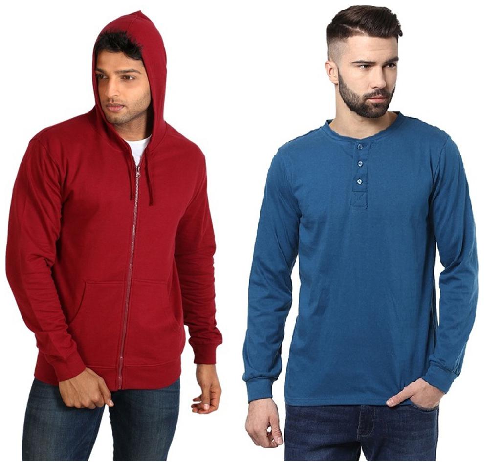 

Ansh Fashion Wear Red And Blue Cotton Blend Pack Of Hooded And Sweatshirt