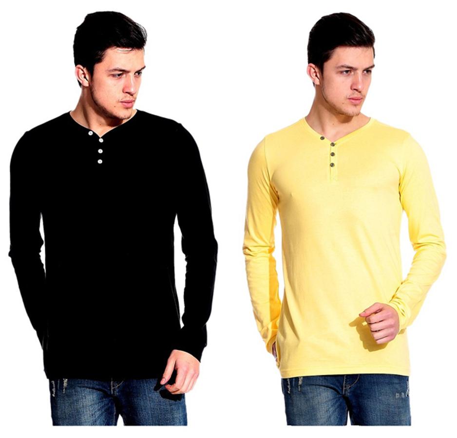 

Ansh Fashion Wear Men Multi Regular fit Cotton Henley neck T-Shirt - Pack Of 2