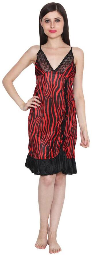Ansh Fashion Wear Women's Satin Nightwear Babydoll Dress