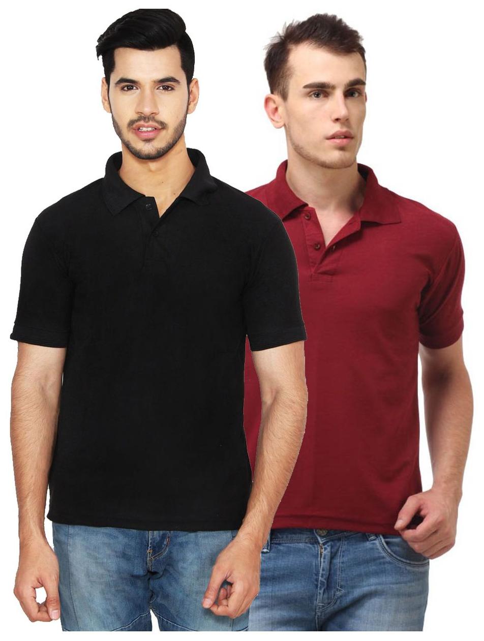 

Ansh Fashion Wear Men Black Loose fit Cotton Polo collar T-Shirt - Pack Of 2