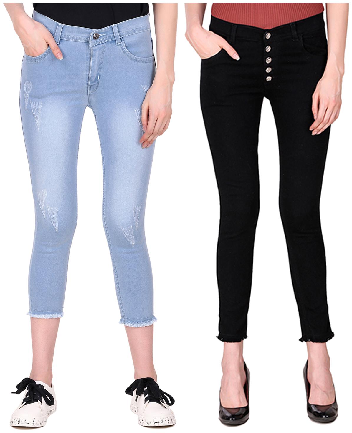 

Ansh Fashion Wear Women Blue Black Straight fit Jeans