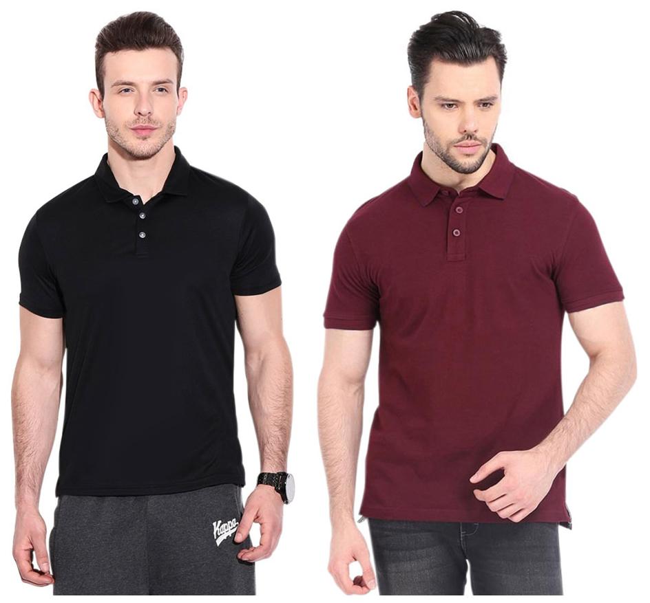 

Ansh Fashion Wear Men Black Regular fit Cotton Polo collar T-Shirt - Pack Of 2