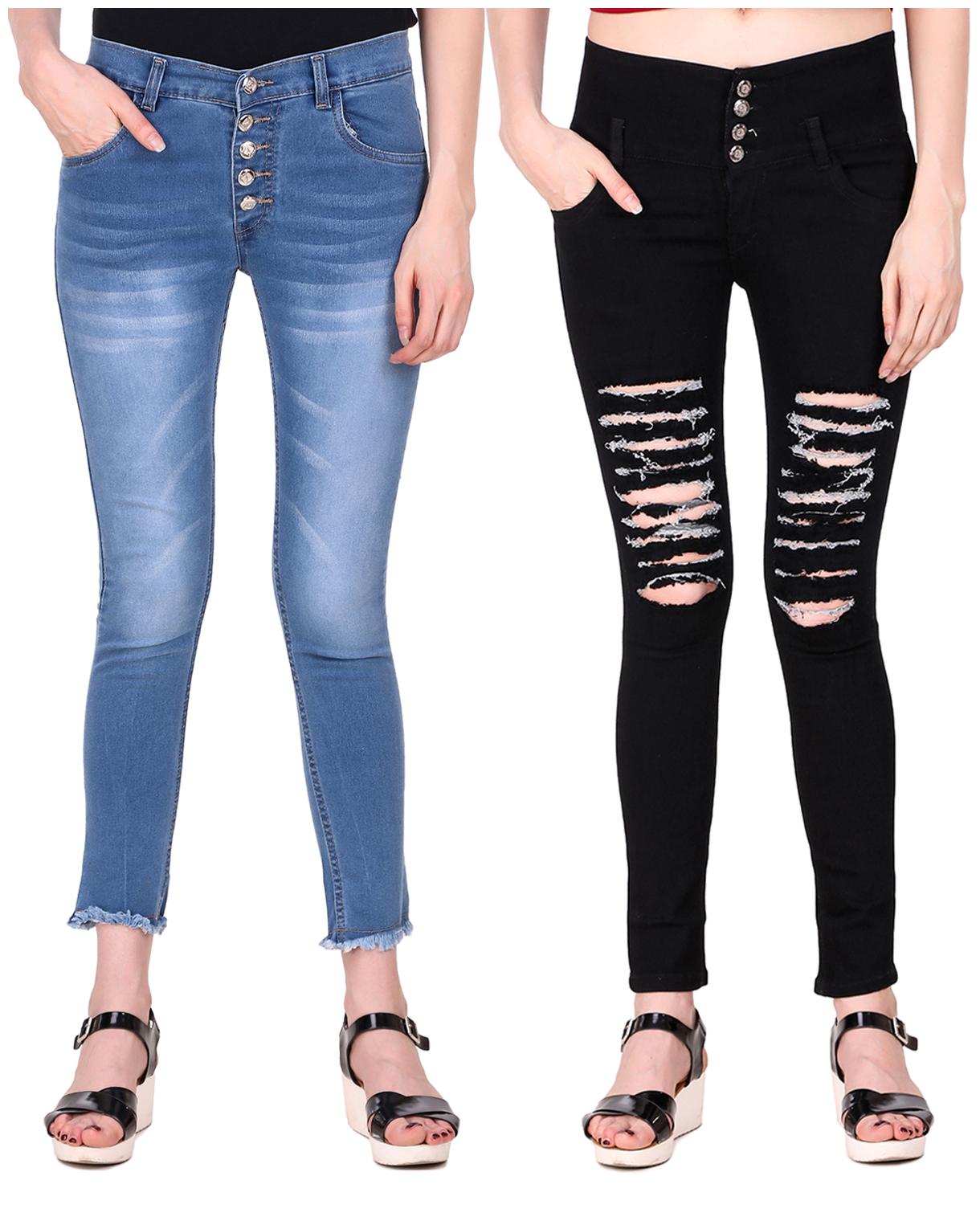 

Ansh Fashion Wear Women Blue Black Straight fit Jeans