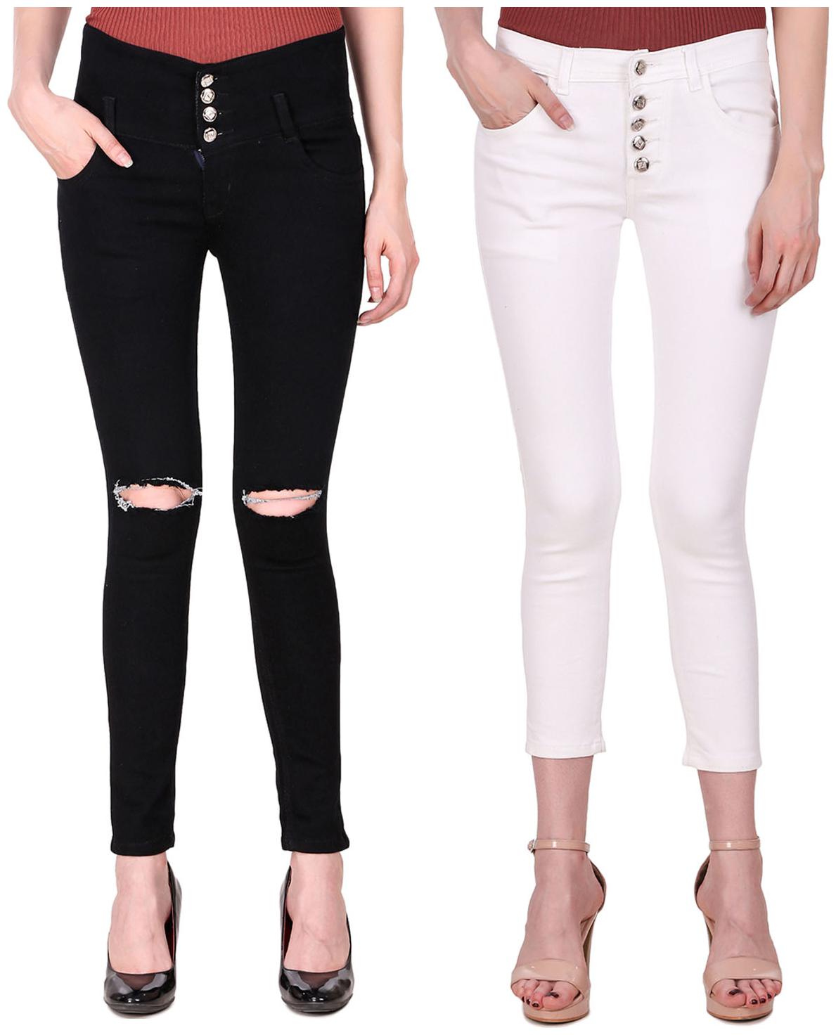 

Ansh Fashion Wear Women Black White Straight fit Jeans