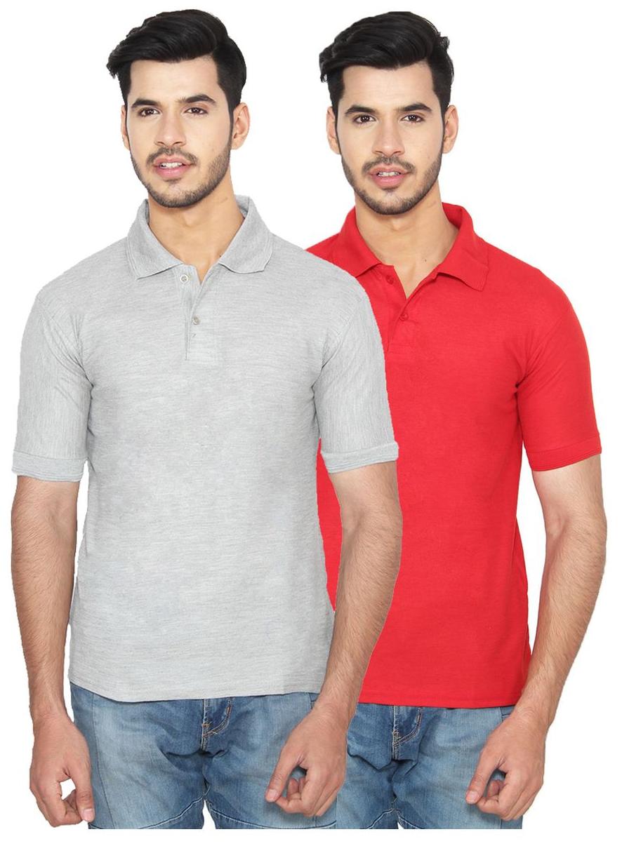 

Ansh Fashion Wear Men Grey Regular fit Cotton Polo collar T-Shirt - Pack Of 2