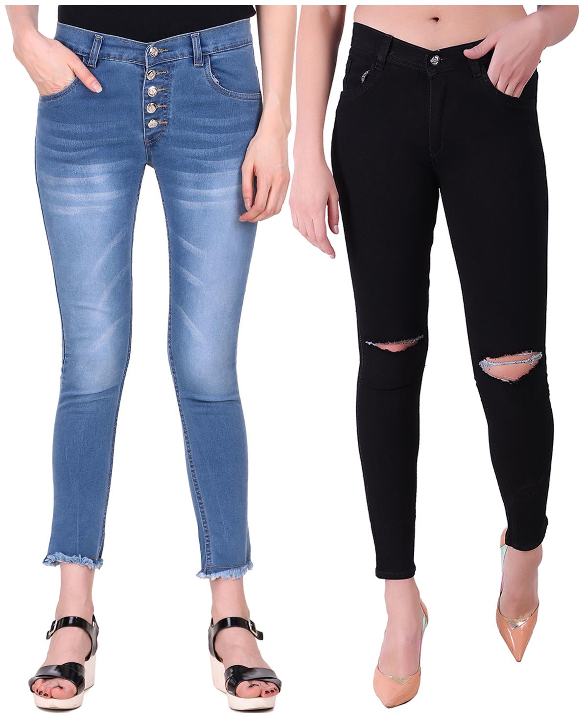 

Ansh Fashion Wear Women Blue Black Straight fit Jeans