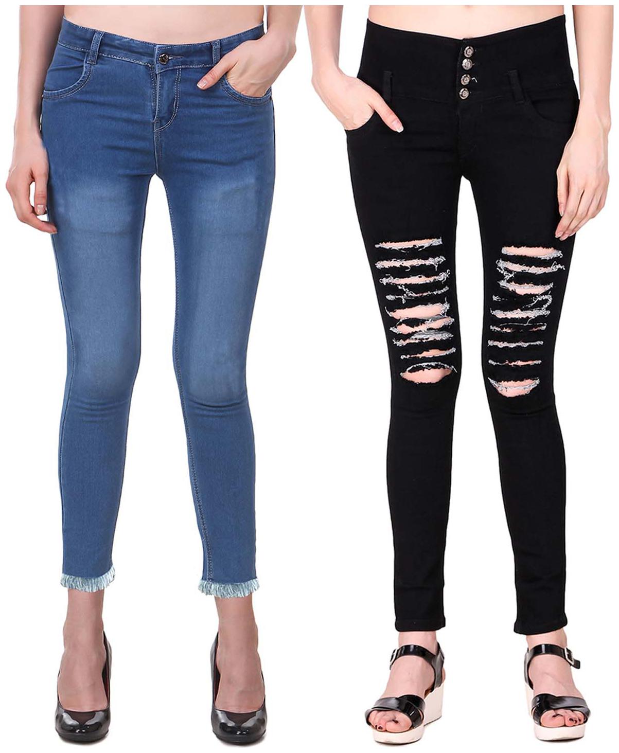 

Ansh Fashion Wear Women Blue Black Straight fit Jeans