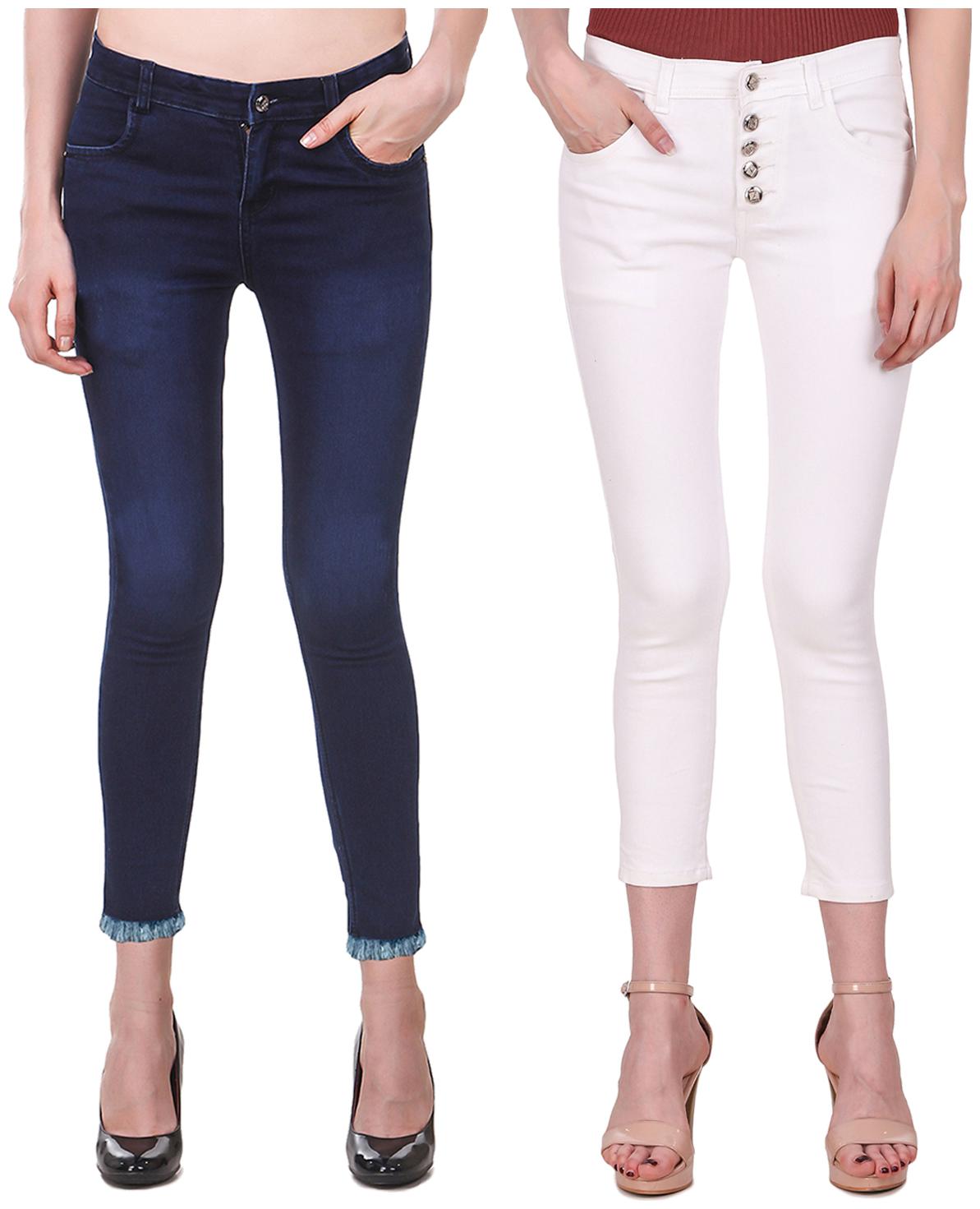 

Ansh Fashion Wear Women White Blue Straight fit Jeans