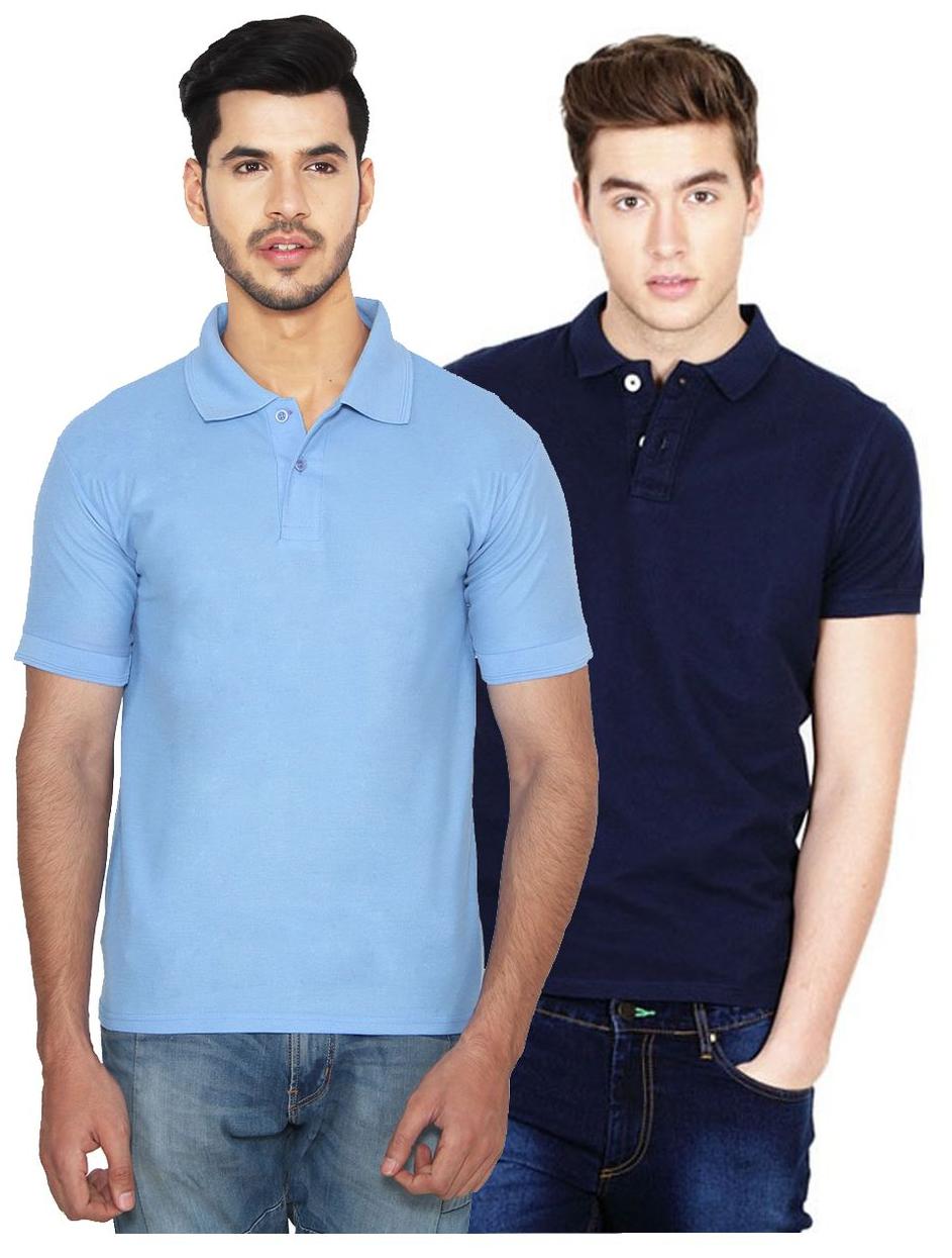 

Ansh Fashion Wear Men Blue Regular fit Cotton Polo collar T-Shirt - Pack Of 2