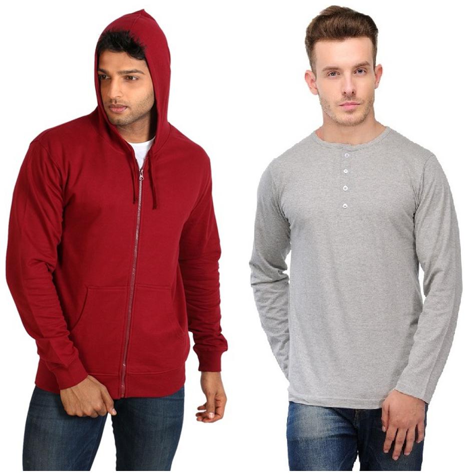 

Ansh Fashion Wear Red And Grey Cotton Blend Pack Of Hooded And Sweatshirt