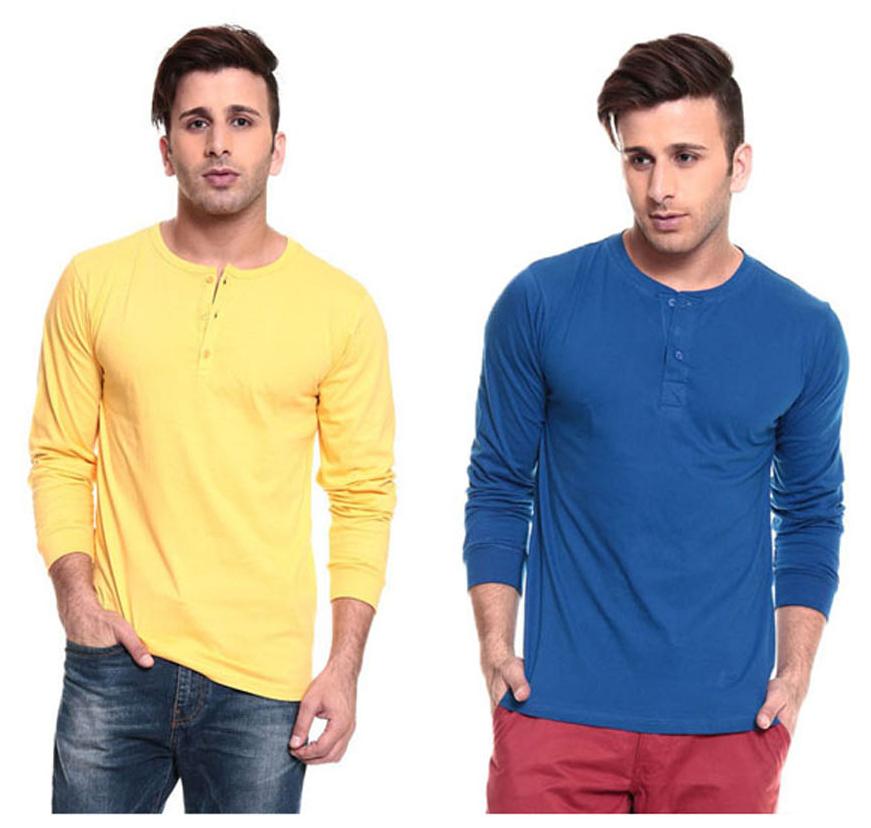 

Ansh Fashion Wear Men Multi Regular fit Cotton Henley neck T-Shirt - Pack Of 2