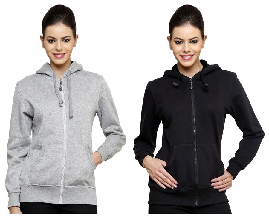 

Ansh Fashion Wear Combo of 2 Multiclour Cotton Women Hooded Sweatshirt