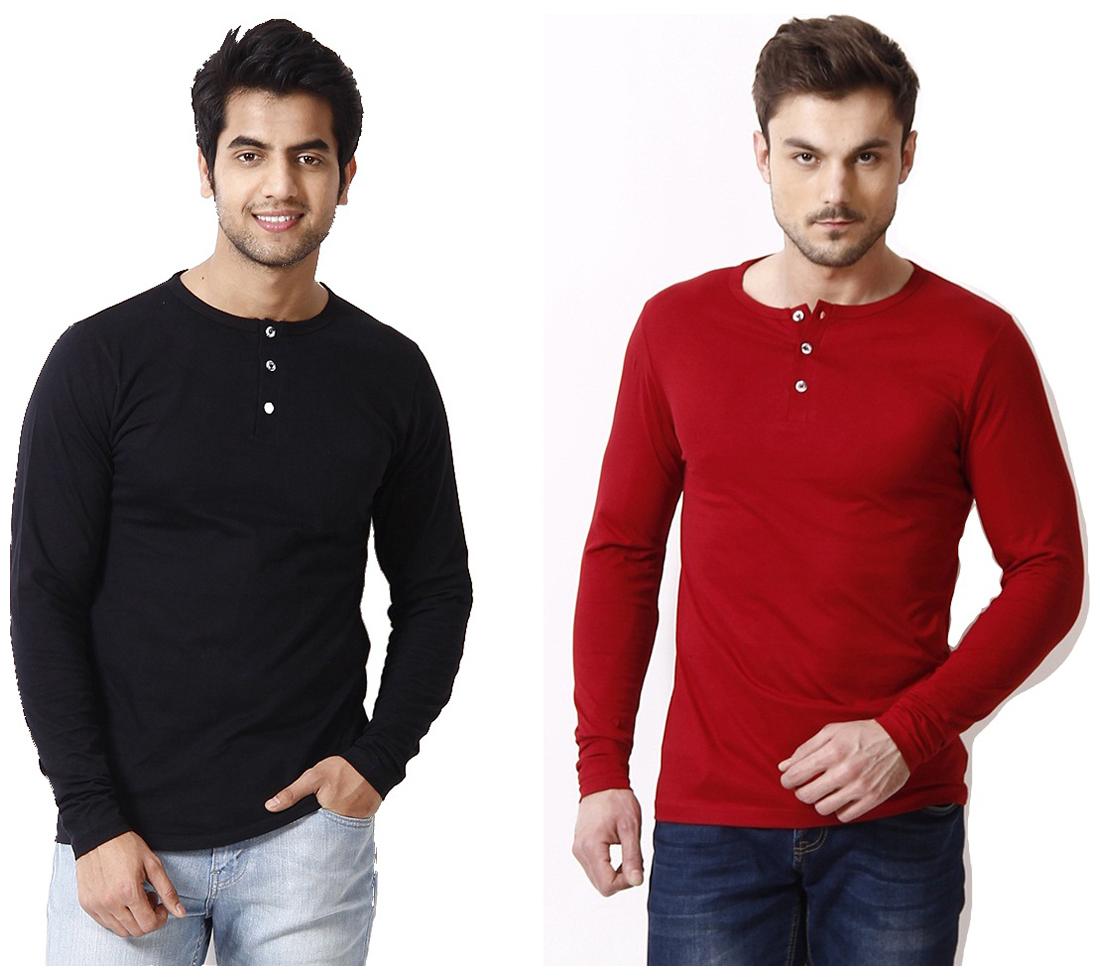 

Ansh Fashion Wear Men Multi Regular fit Cotton Henley neck T-Shirt - Pack Of 2