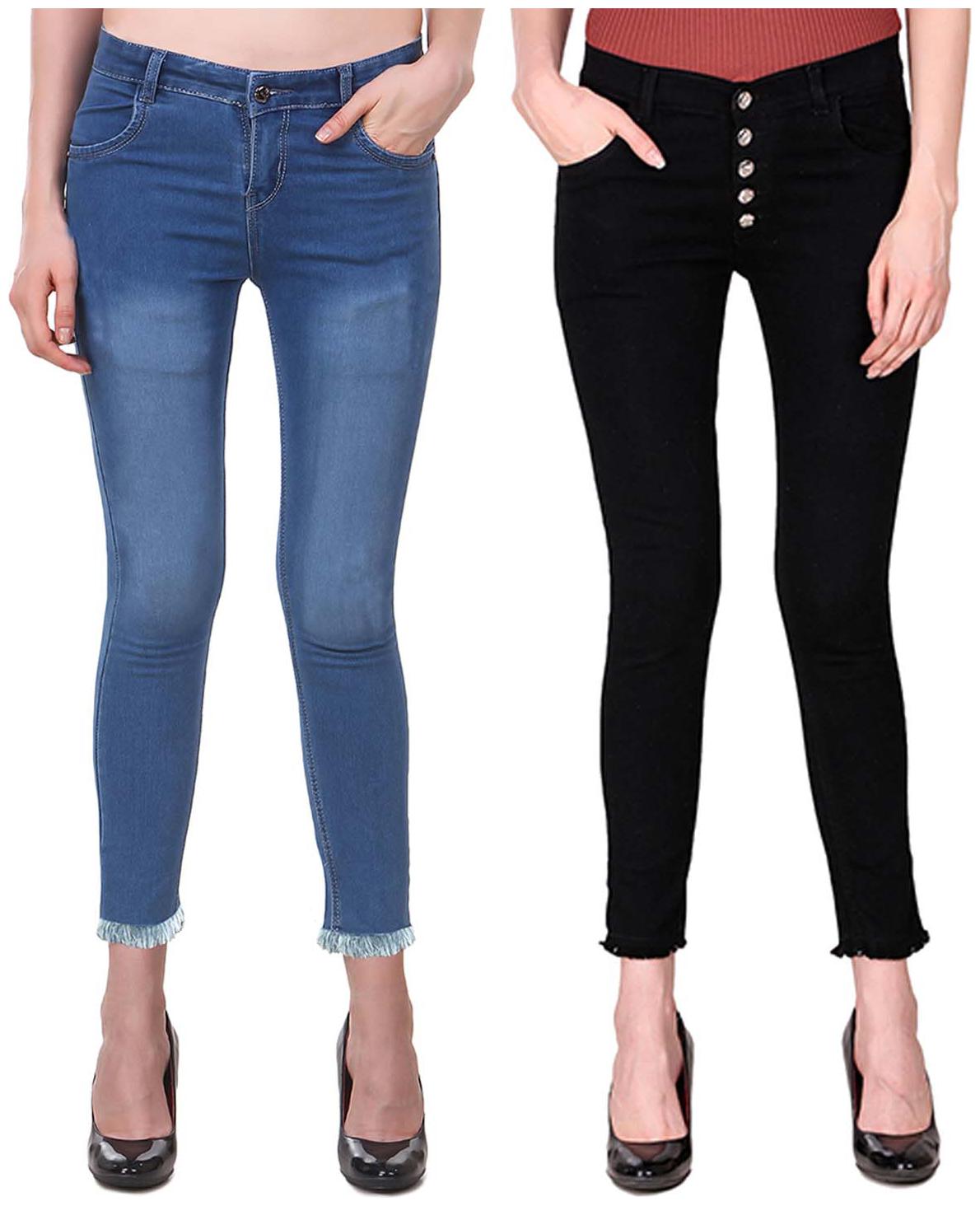 

Ansh Fashion Wear Women Blue Black Straight fit Jeans