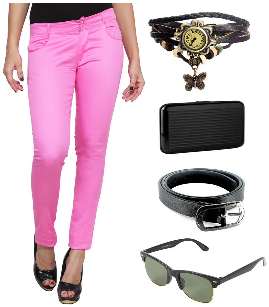 

Ansh Fashion Wear Women Pink Regular fit Chinos