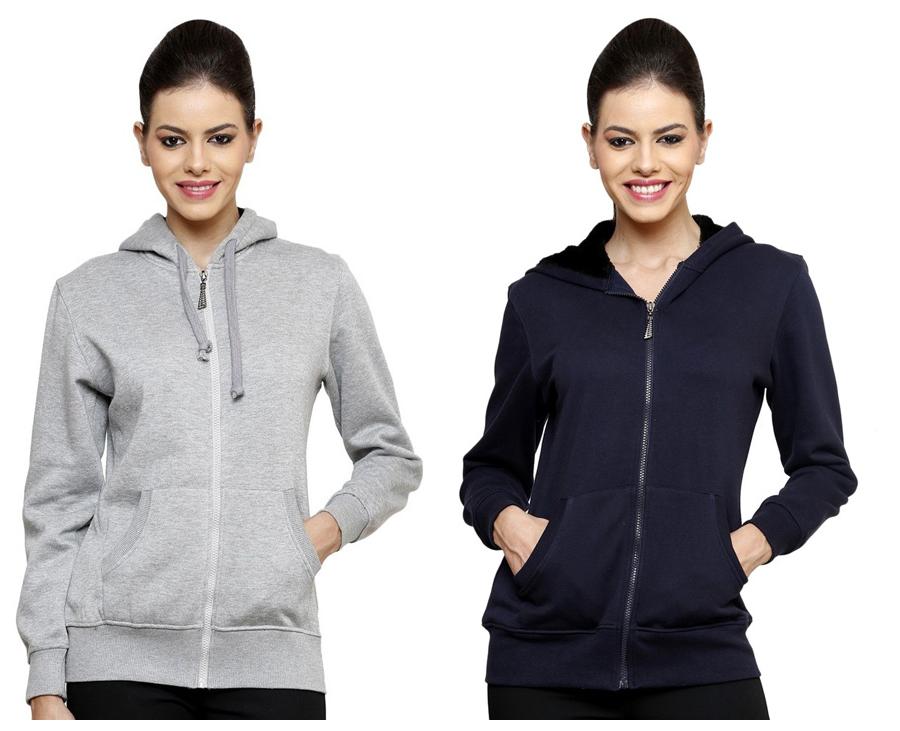 

Ansh Fashion Wear Combo of 2 Multiclour Cotton Women Hooded Sweatshirt