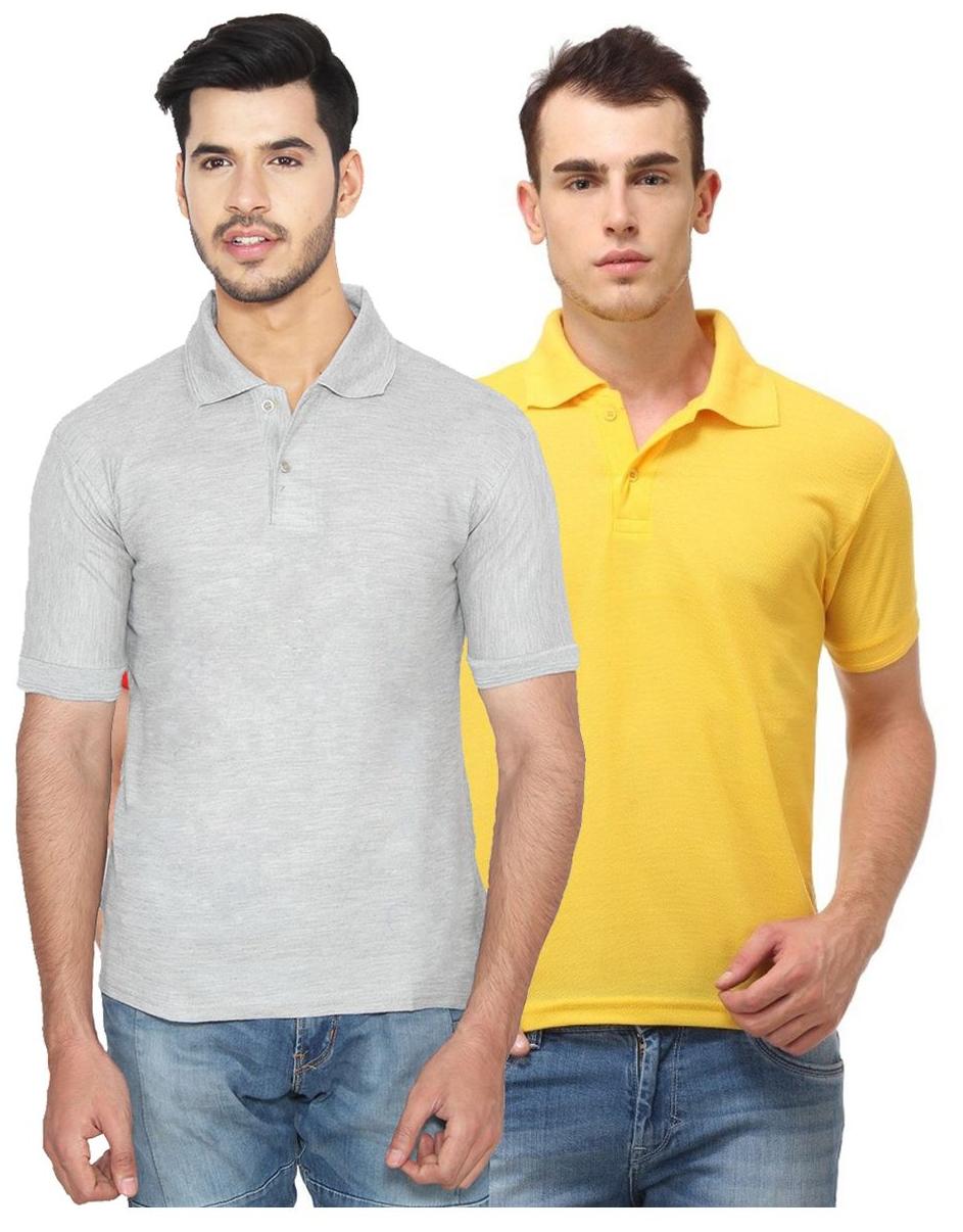

Ansh Fashion Wear Men Grey Regular fit Cotton Polo collar T-Shirt - Pack Of 2