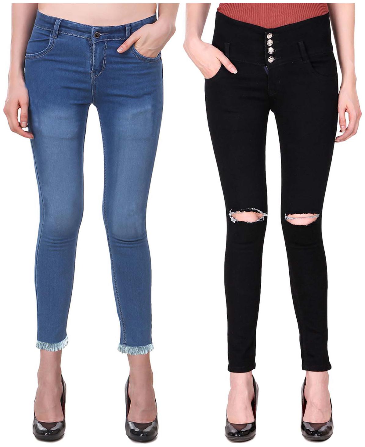 

Ansh Fashion Wear Women Blue Black Straight fit Jeans