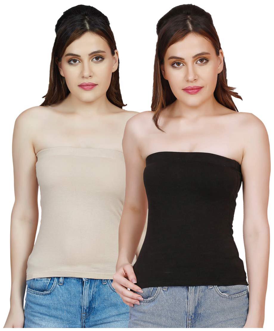 

Ansh Fashion Wear Women Cotton Tank Top Black Beige color
