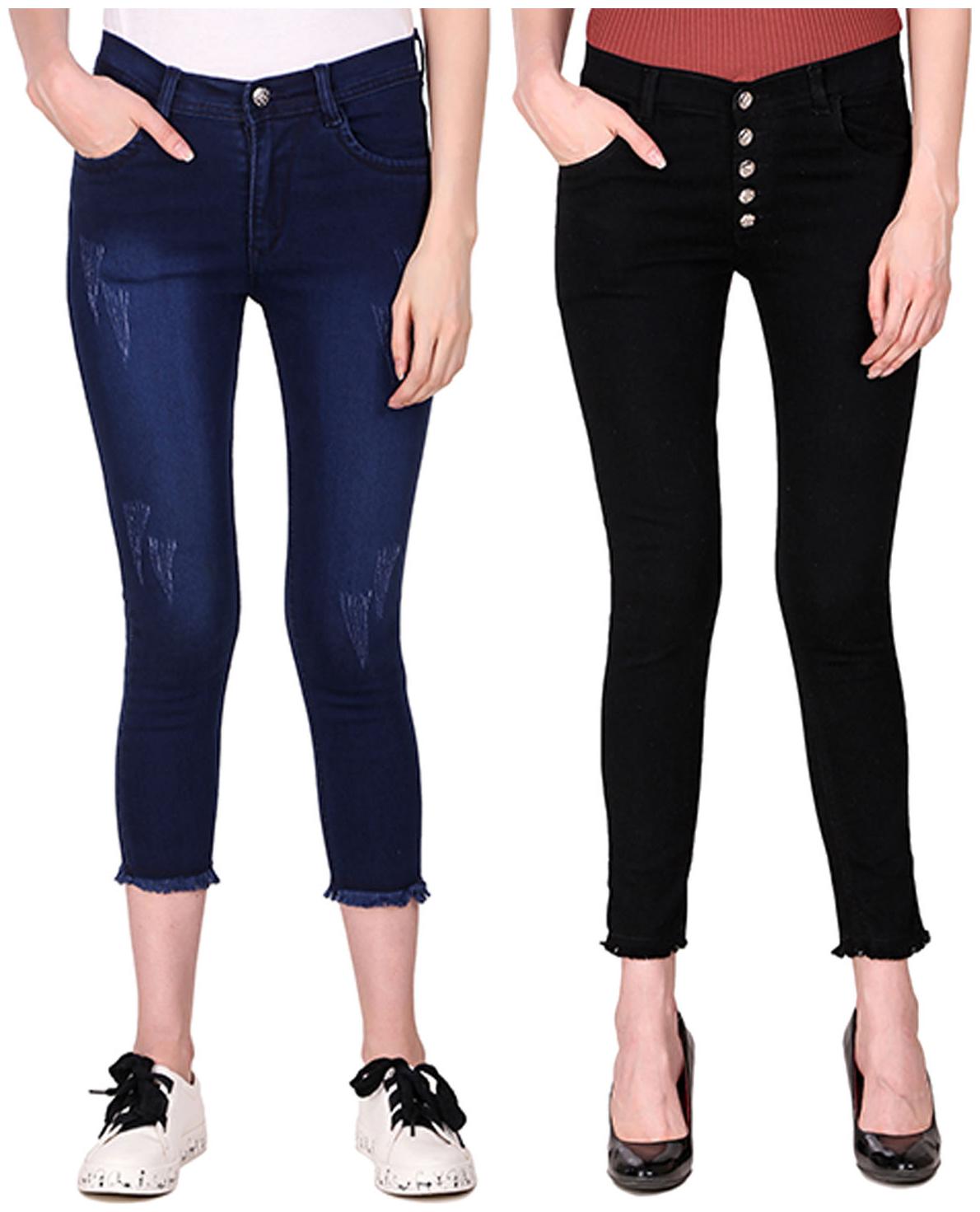 

Ansh Fashion Wear Women Blue Black Straight fit Jeans