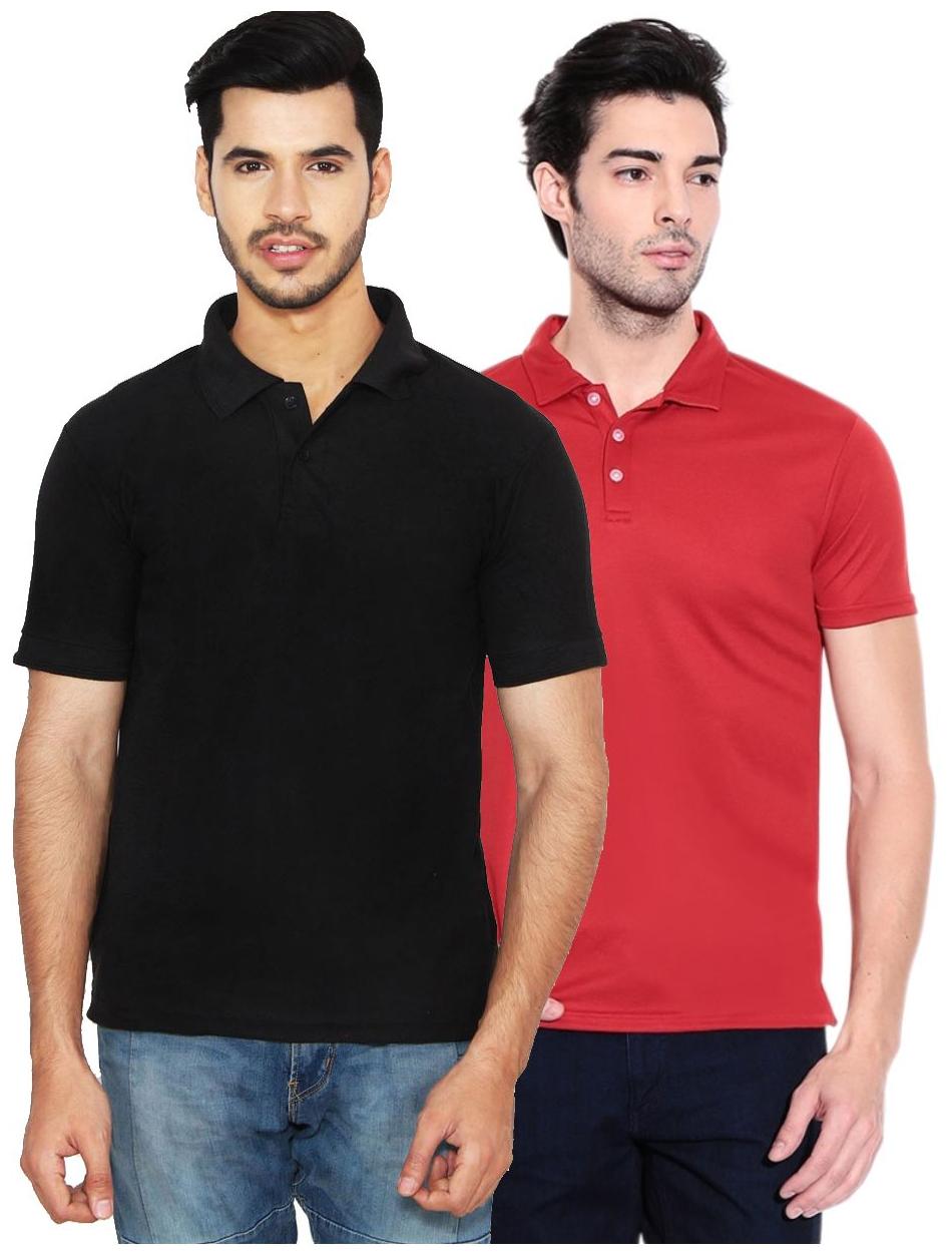 

Ansh Fashion Wear Men Black Loose fit Cotton Polo collar T-Shirt - Pack Of 2