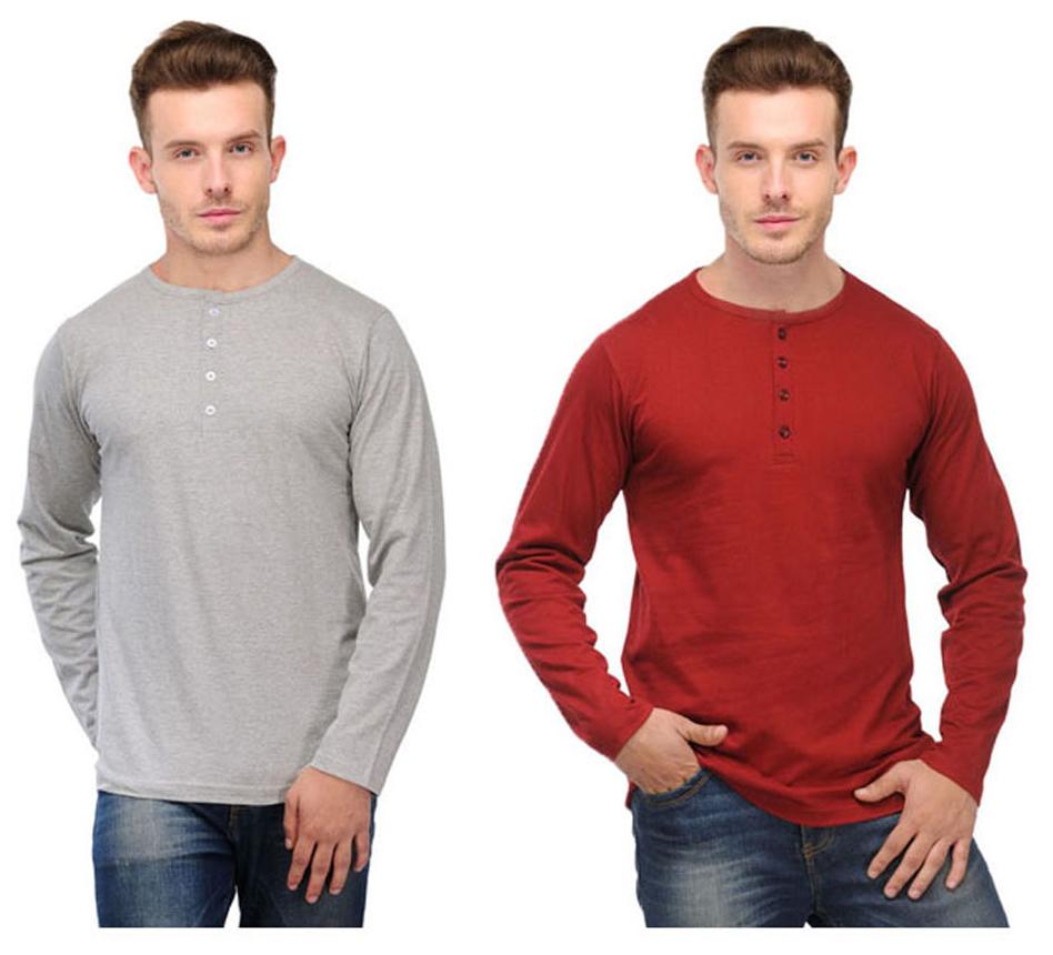 

Ansh Fashion Wear Men Multi Regular fit Cotton Henley neck T-Shirt - Pack Of 2