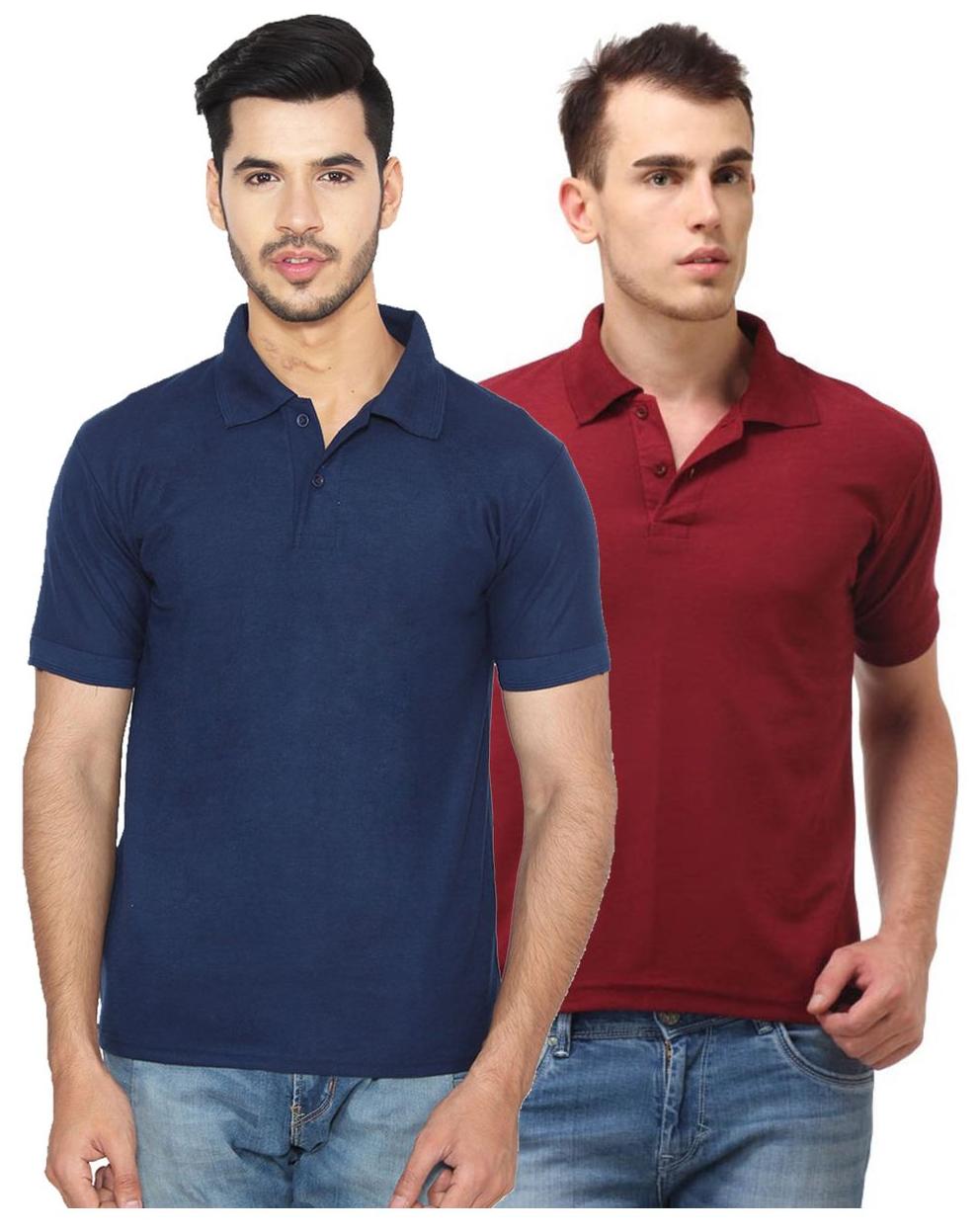 

Ansh Fashion Wear Men Blue Regular fit Cotton Polo collar T-Shirt - Pack Of 2