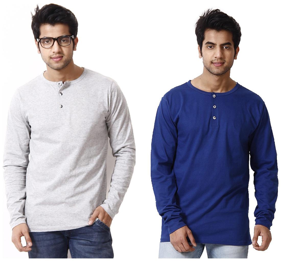 

Ansh Fashion Wear Men Multi Regular fit Cotton Henley neck T-Shirt - Pack Of 2