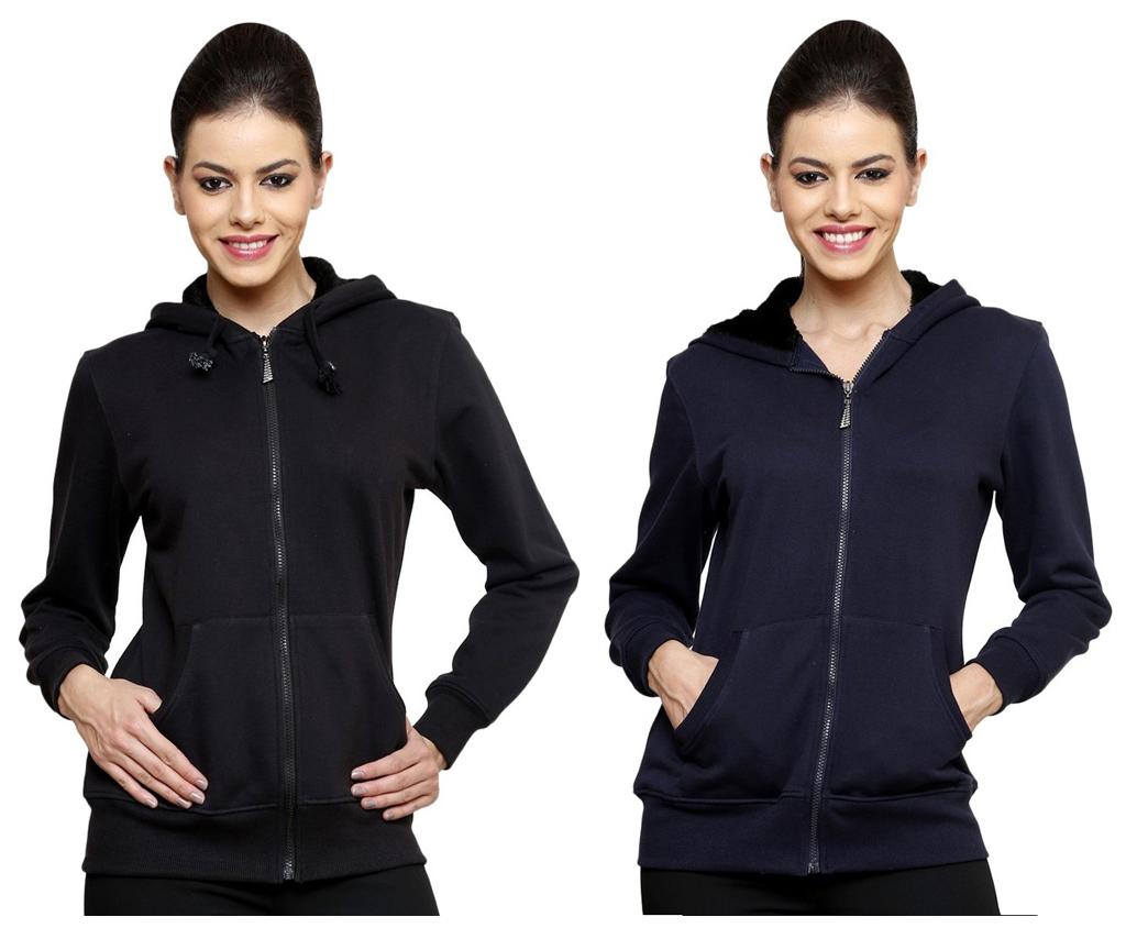 

Ansh Fashion Wear Combo of 2 Multiclour Cotton Women Hooded Sweatshirt
