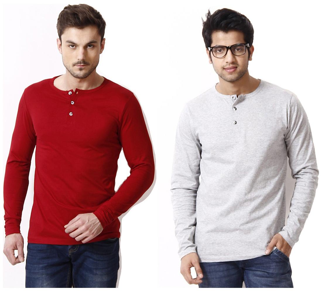 

Ansh Fashion Wear Men Multi Regular fit Cotton Henley neck T-Shirt - Pack Of 2