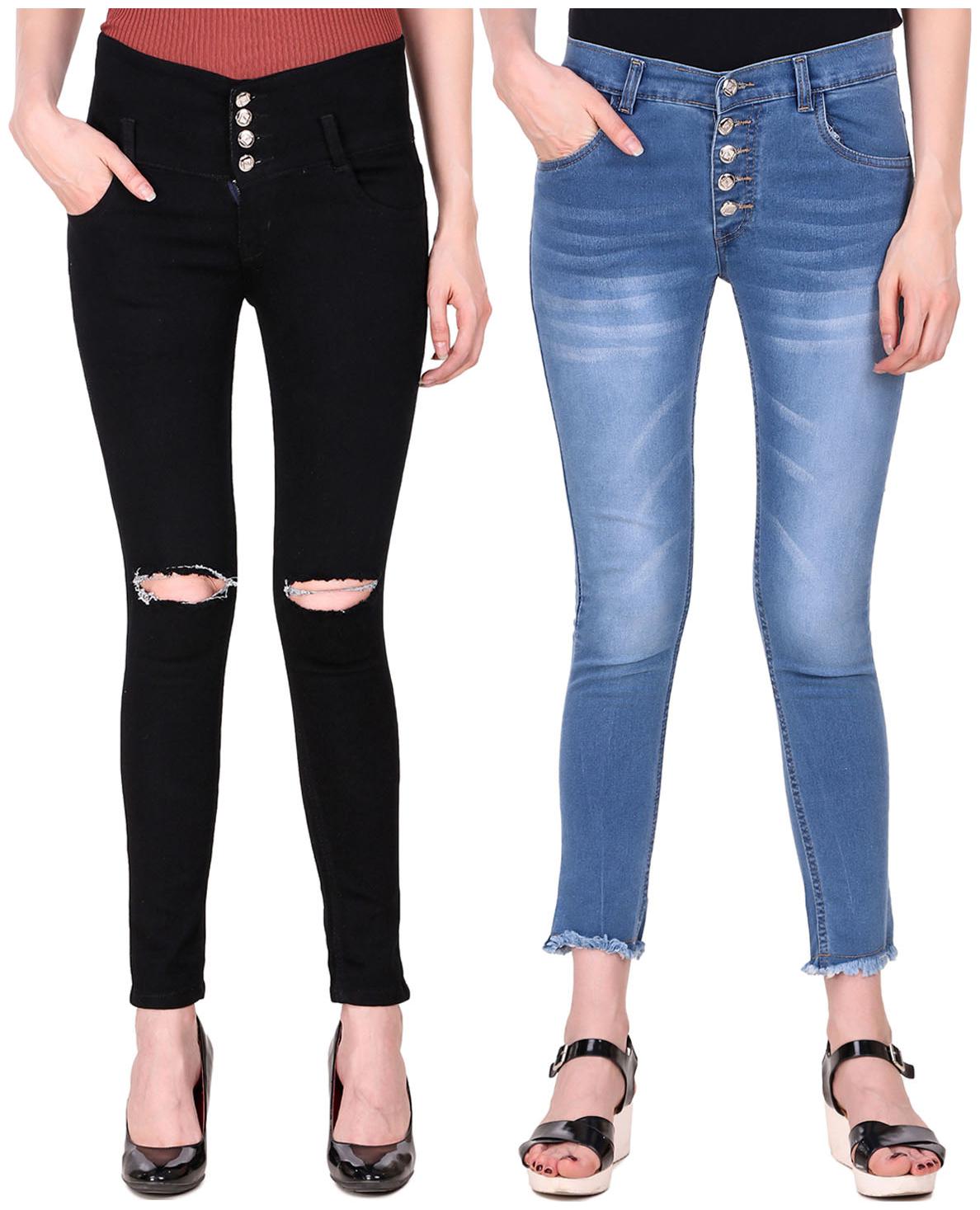 

Ansh Fashion Wear Women Blue Black Straight fit Jeans
