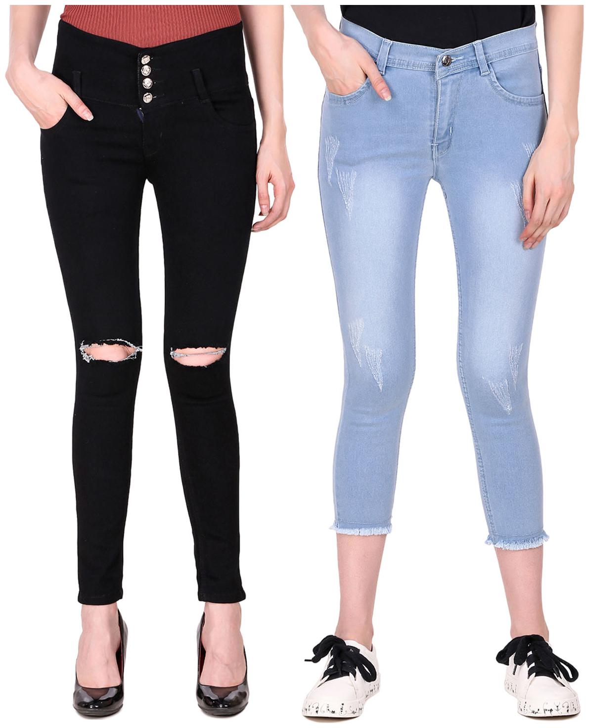 

Ansh Fashion Wear Women Blue Black Straight fit Jeans