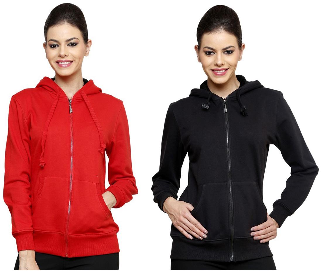 

Ansh Fashion Wear Black And Red Cotton Pack of 2 Hoodies