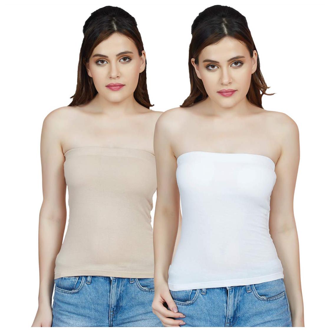 

Ansh Fashion Wear Women Cotton Tank Top Beige White color