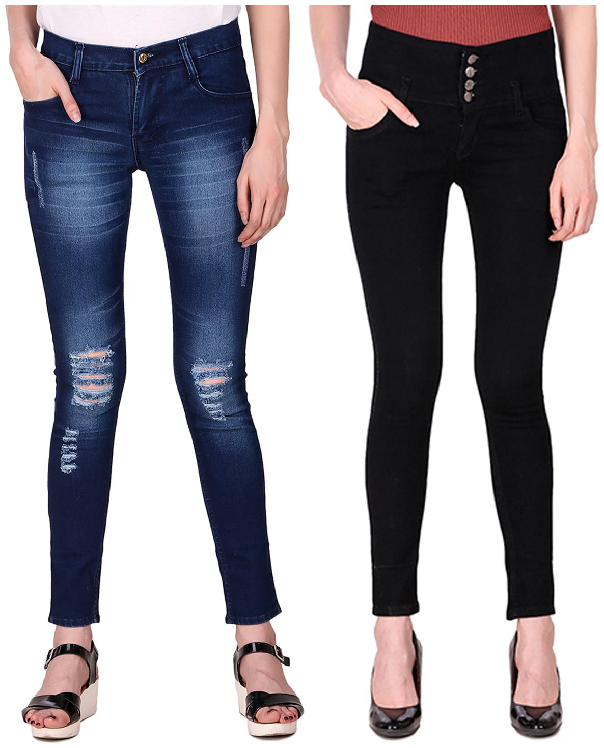 

Ansh Fashion Wear Women Blue Black Straight fit Jeans