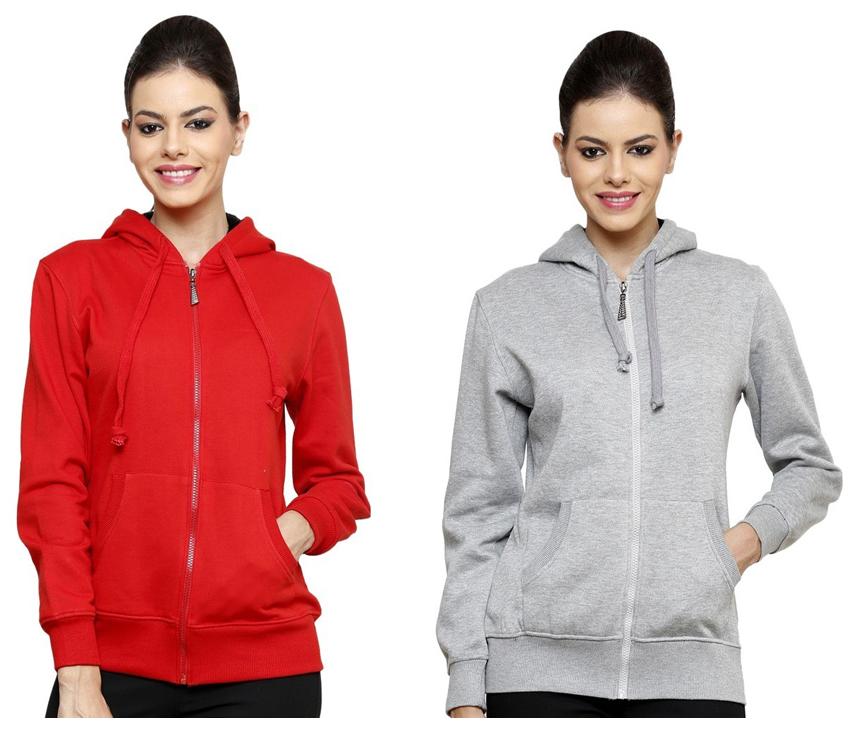 

Ansh Fashion Wear Combo of 2 Multiclour Cotton Women Hooded Sweatshirt